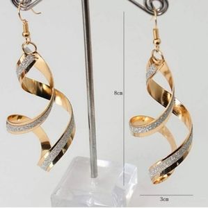 Moda Glamourous Gold and Silver Spiral Hoop Earrings